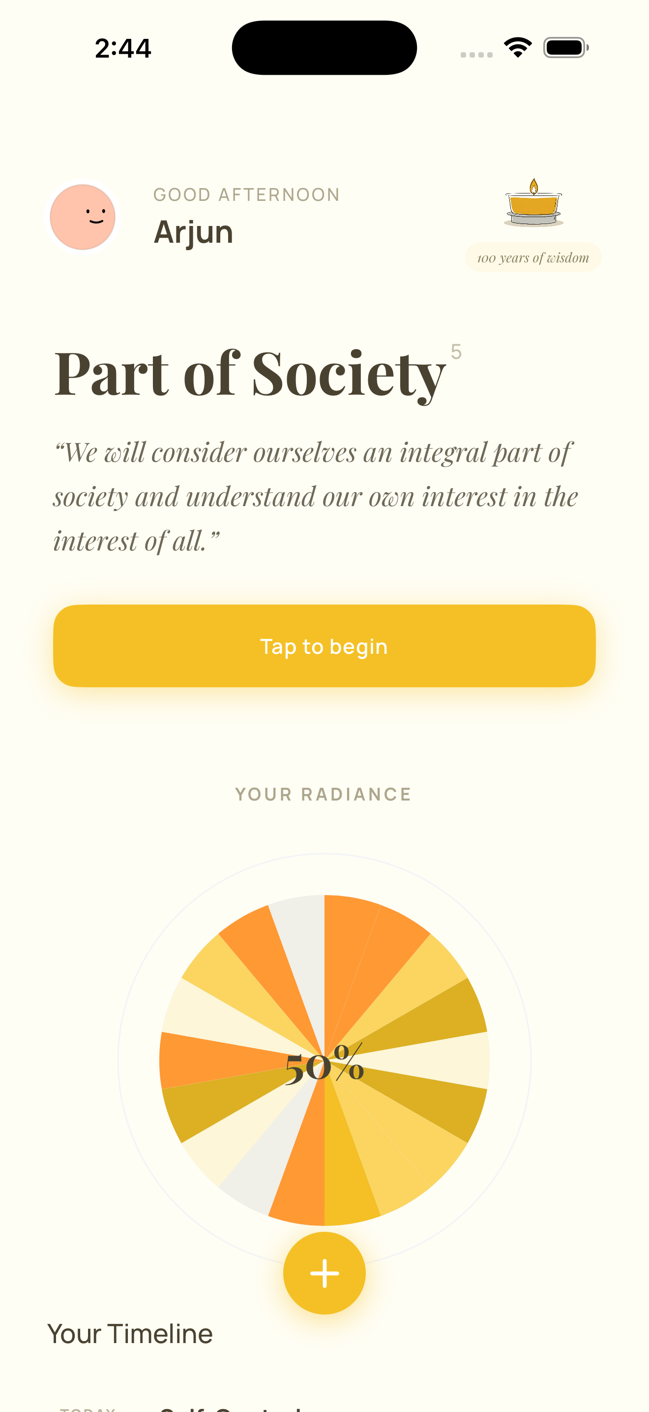 Morning view showing today's pledge